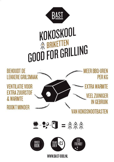 Vuur & Rook Bast kokosbriketten 2.4 kg (Tubes)