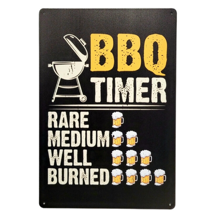 Vuur & Rook BBQ Wandbord BBQ Timer Bier 25x33cm