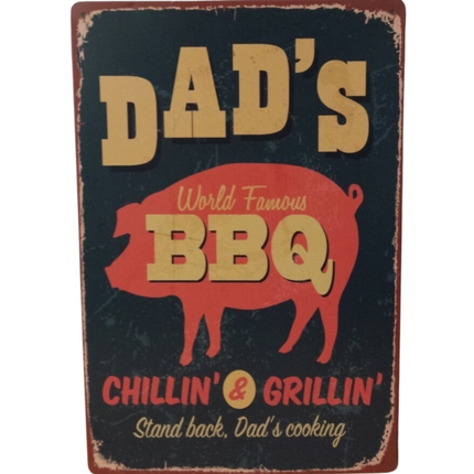 Vuur & Rook BBQ Wandbord Dad's BBQ Chillin en Grillin 30x20cm