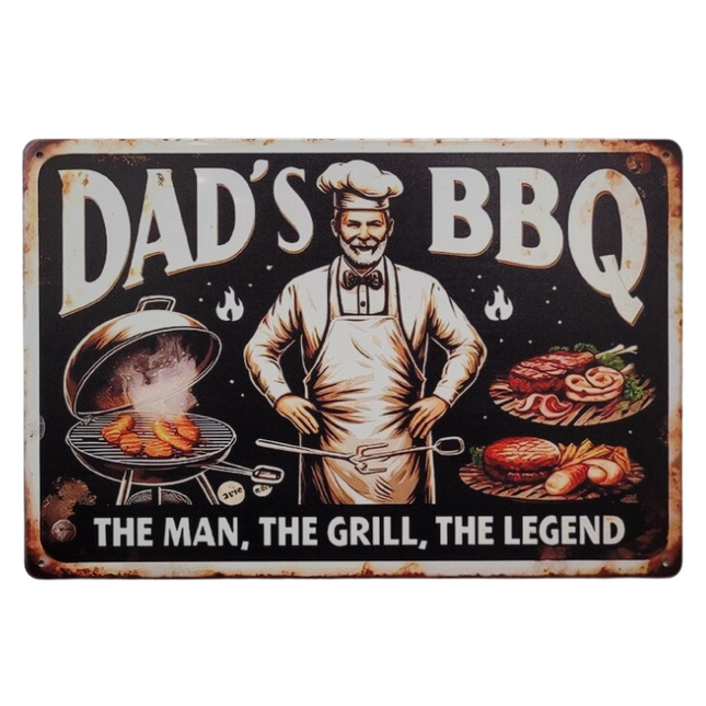 Vuur & Rook BBQ Wandbord Dad's BBQ The Legend 25x33cm