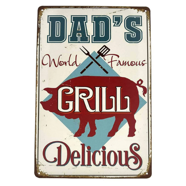 Vuur & Rook BBQ Wandbord Dad's World Famous BBQ 25x33cm