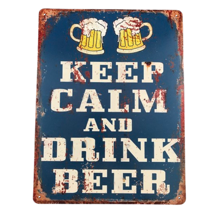 Vuur & Rook BBQ Wandbord Keep Calm and Drink beer 25x33cm