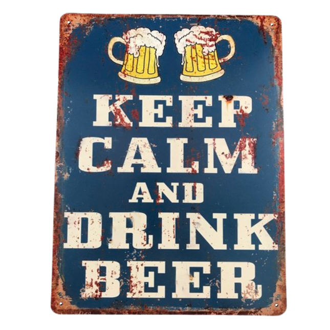 Vuur & Rook BBQ Wandbord Keep Calm and Drink beer 25x33cm