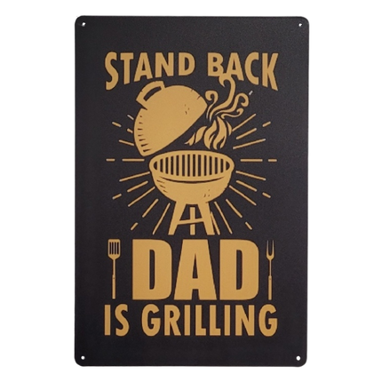 Vuur & Rook BBQ wandbord Stand Back Dad is Grilling 30x20cm
