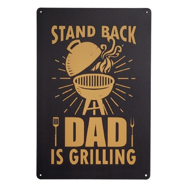 Vuur & Rook BBQ wandbord Stand Back Dad is Grilling 30x20cm