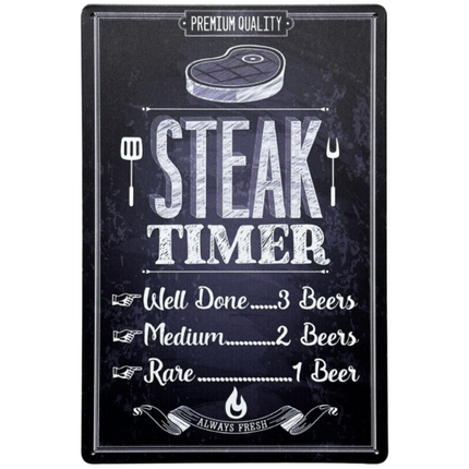 Vuur & Rook BBQ Wandbord Steak Timer BBQ Barbecue 30x20cm