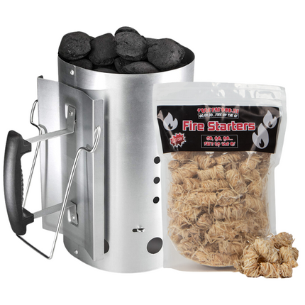 Vuur & Rook Bruzzzler Stalen Brikettenstarter 4 kilo + Vuur&Rook Fire Starters / Wokkels Circa 90 stuks / 1,2 kg