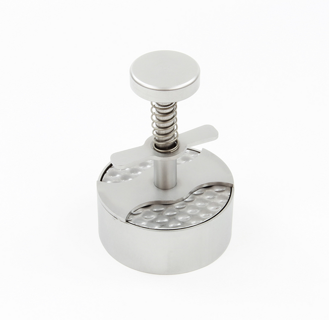 Vuur & Rook RVS Hamburgerpers met Structuurblad Ø 70mm