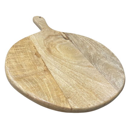 Vuur & Rook Snijplank Mangohout Rond Met Handvat 40 x 30 x 2 cm