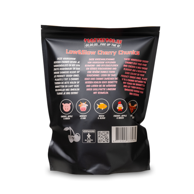 Vuur & Rook Transport Damage: Vuur&Rook Low&Slow Kersen Chunks 1,5 kg
