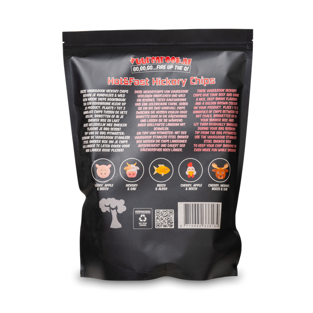Vuur & Rook Vuur&Rook Hot&Fast Hickory Chips 1,5 kg