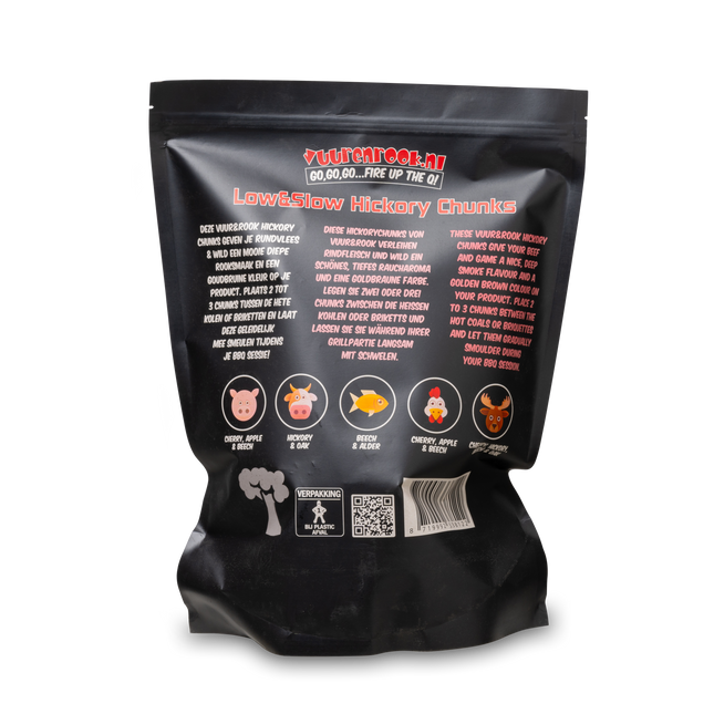 Vuur & Rook Vuur&Rook Low&Slow Hickory Chunks 1,5 kg