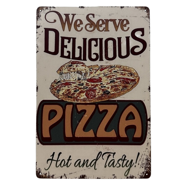 Vuur & Rook Wandbord Delicious Pizza Hot tasty 30x20cm