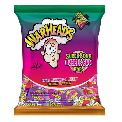 Vuur & Rook Warheads Super Sour Bubble Gum Pops – Grape Watermelon