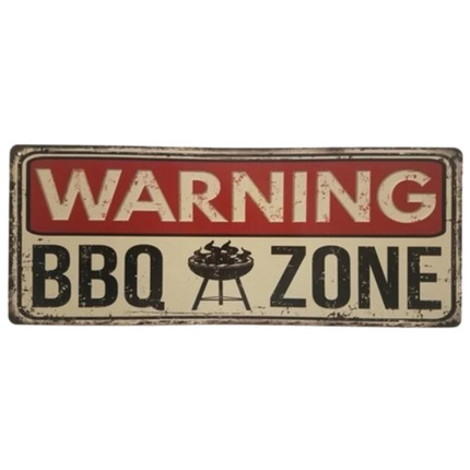 Wandbord BBQ Wandbord Warning BBQ Zone 50x20 cm