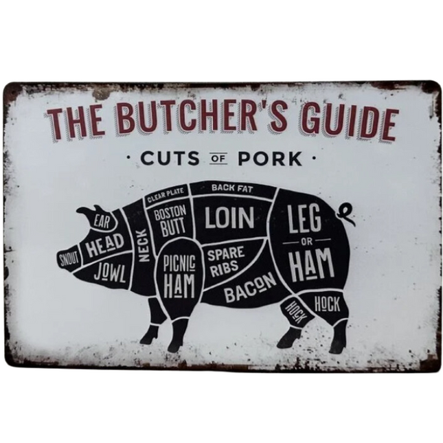 Wandbord Wandbord Butchers Guide "Varken" 30x20cm