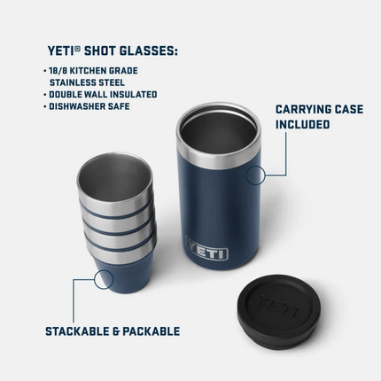 YETI YETI Shotglazen Stainless Steel 4 stuks